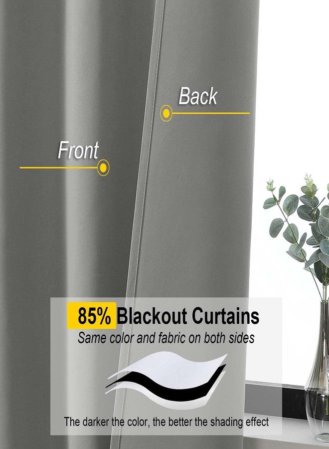 WelvetBLK Light Grey Blackout Curtains for Bedroom Living Room 63 Inch Length 2 Panels Set, Soft Solid Room Darkening Thermal Insulated Window Treatments, Rod Pocket Dining Room Curtains, 40" Wx63 L - Image 3